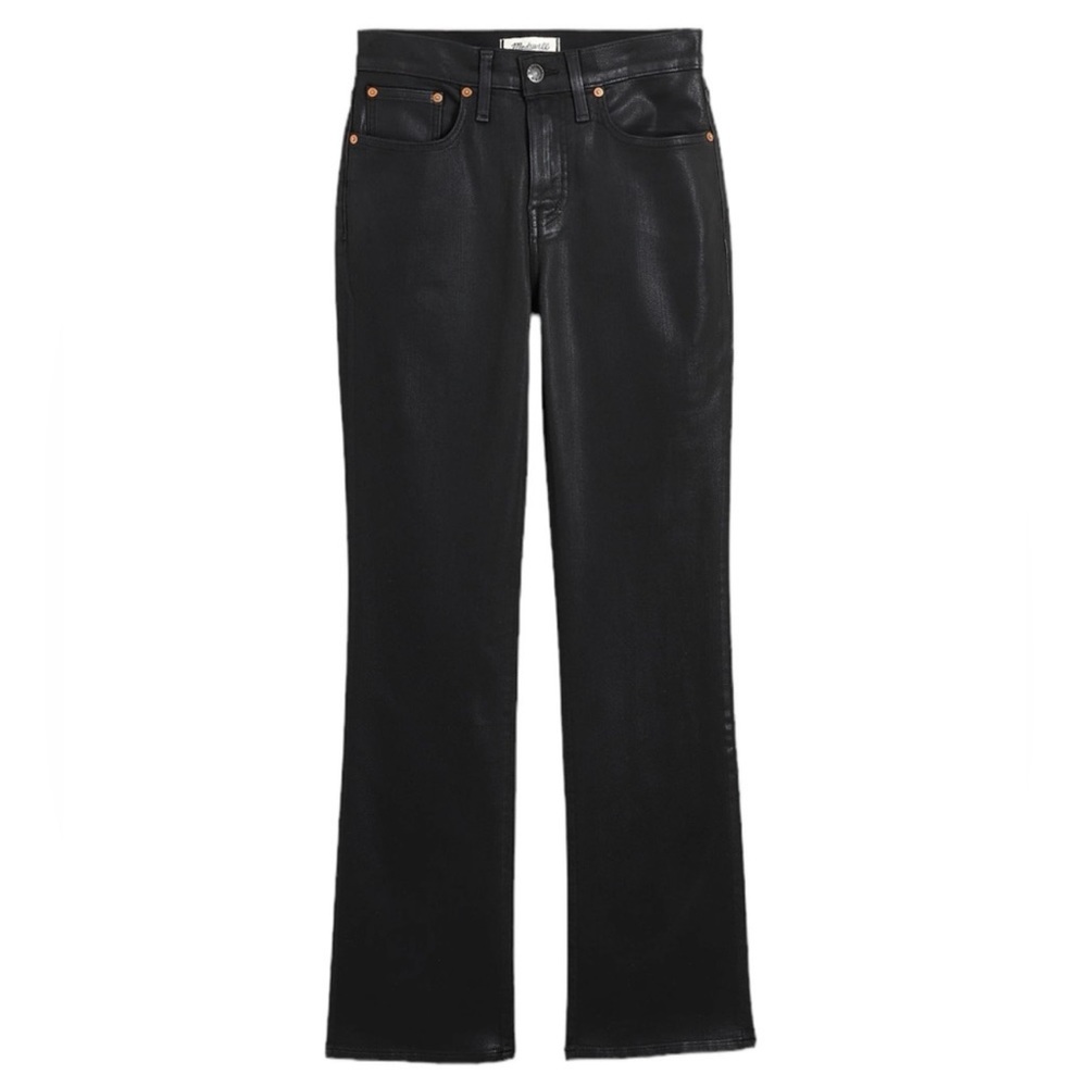 Madewell Kick Out Crop Jeans in True Black Wash: Coated Edition